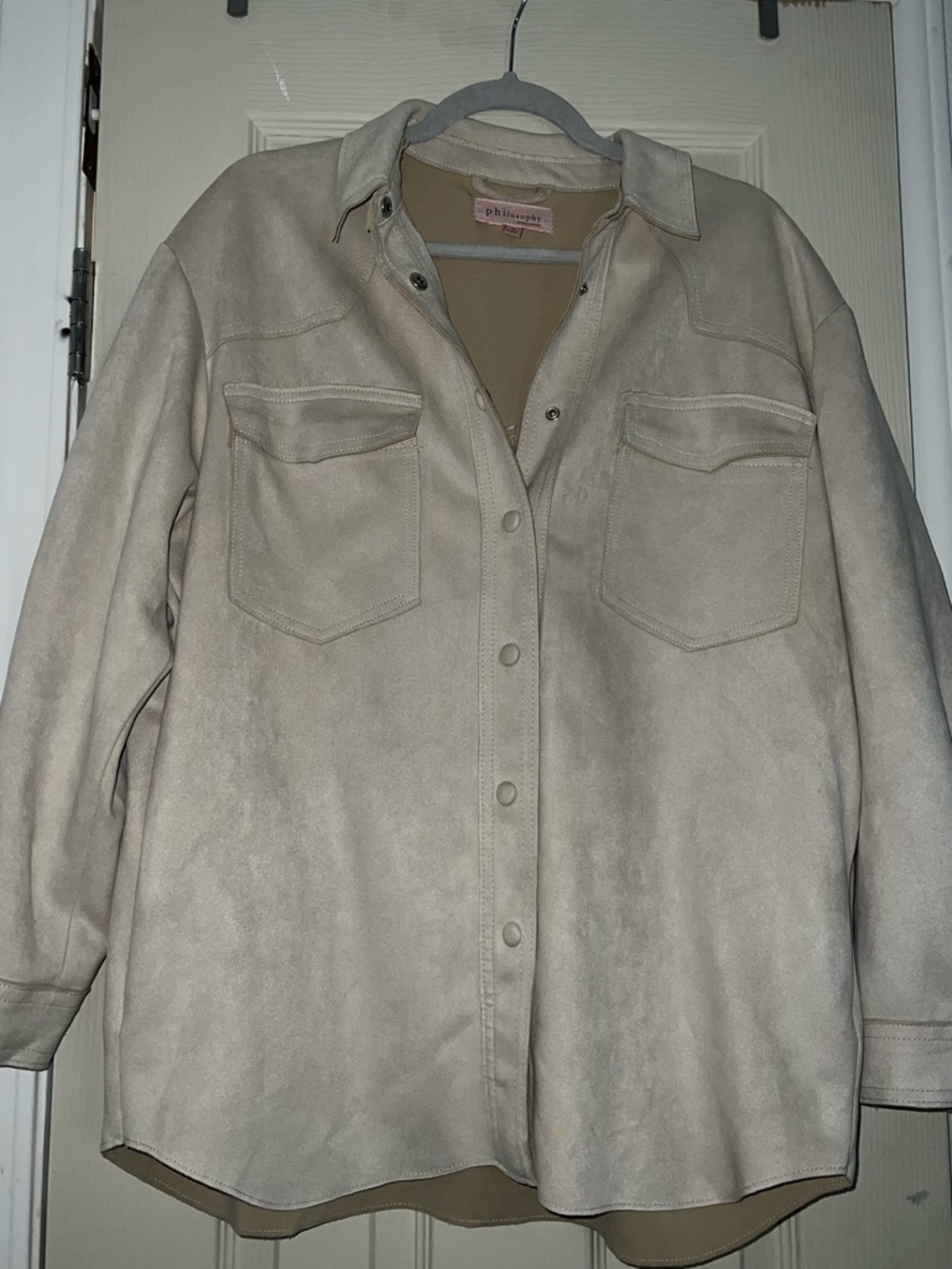Philosophy Beige Button-Down Shirt Jacket